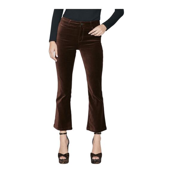 Paige Claudine Velvet Ankle Flare Pants brown size 24 - Picture 1 of 9